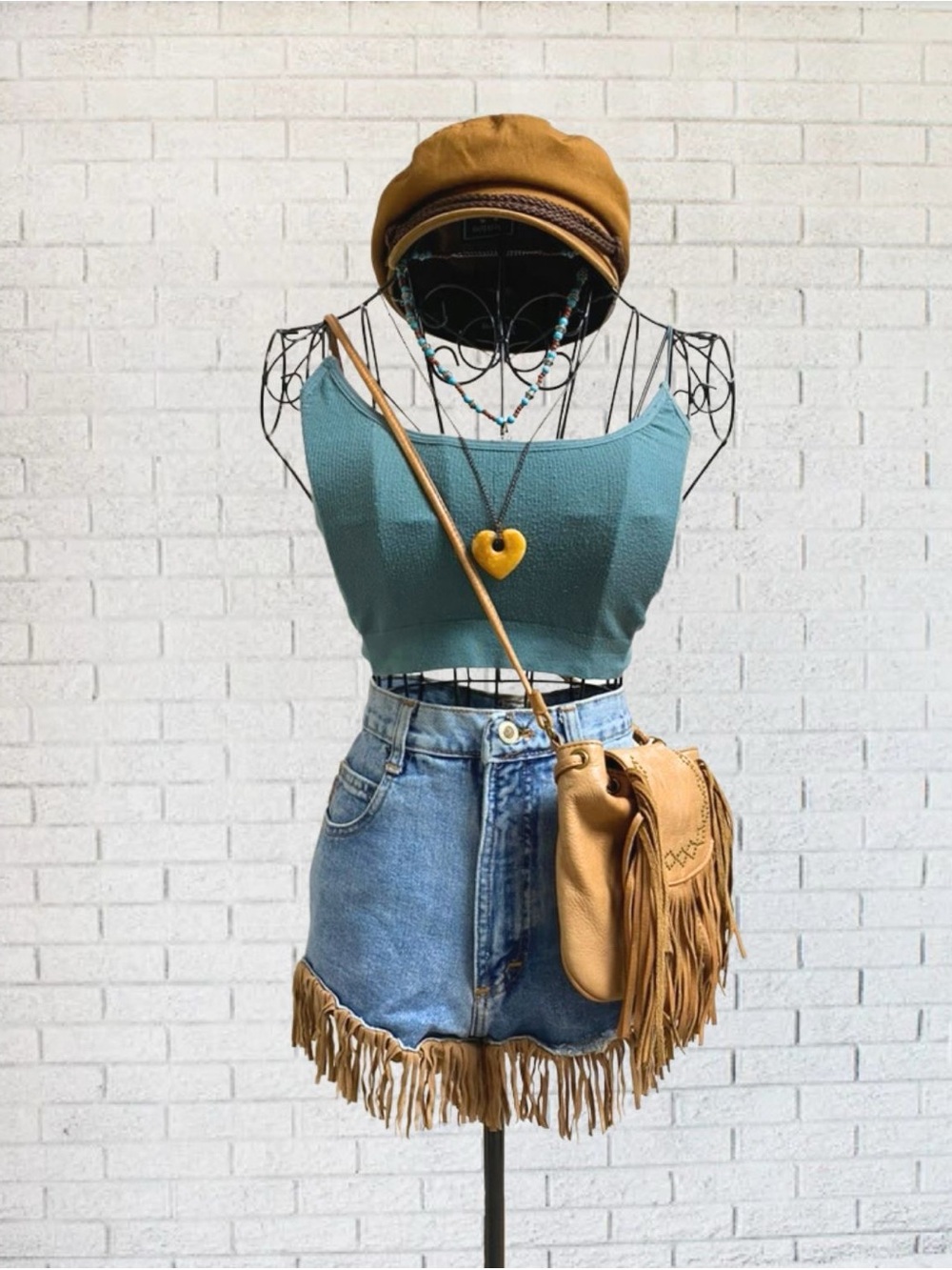 Teal Turqoiuse Crop Top Shirt Spaghetti Urban Outfitters Women Small Boho Hippie